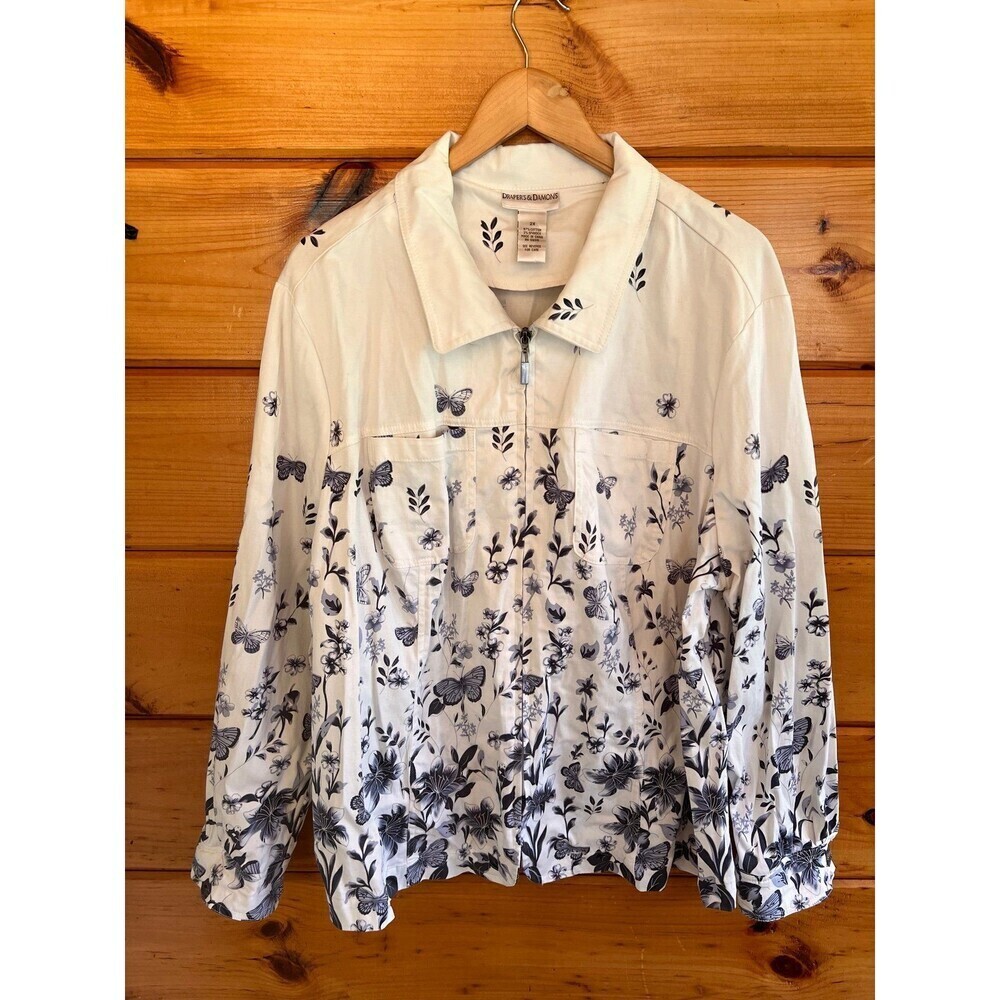 DRAPER’S & DAMON’S Floral Cotton Zip Up Jacket 2X